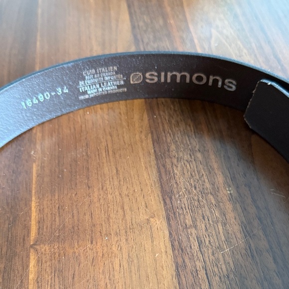 Men's Brown italien Leather Belt - simons size 34 - Picture 2 of 5